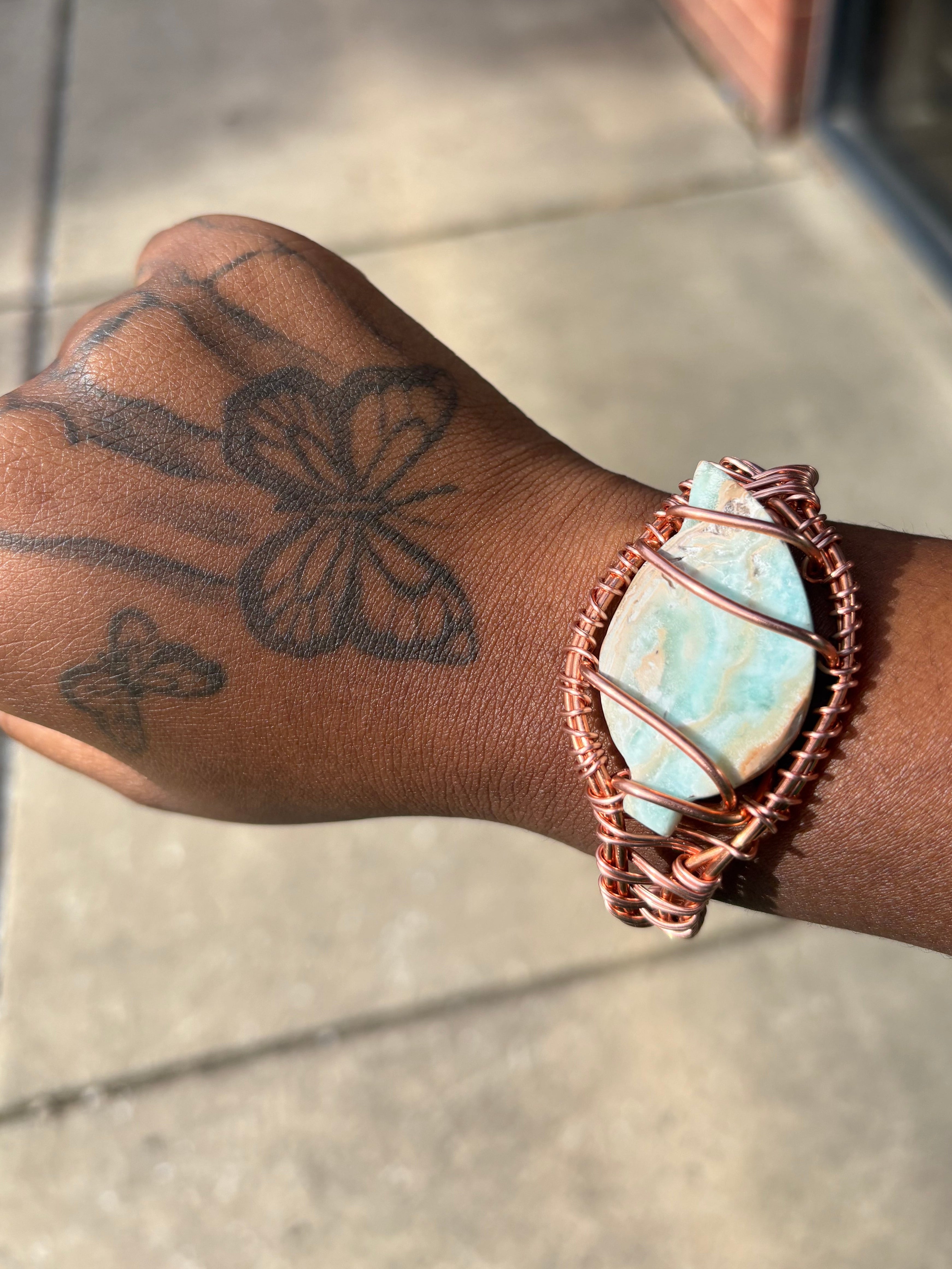 Caribbean Blue Calcite Leaf Bracelet