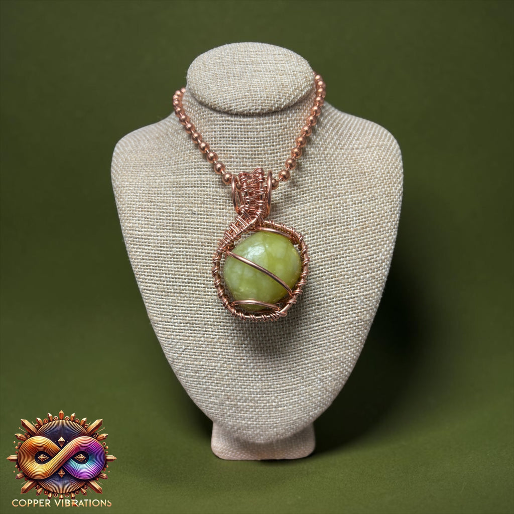 Olive Jade 24” Copper Necklace
