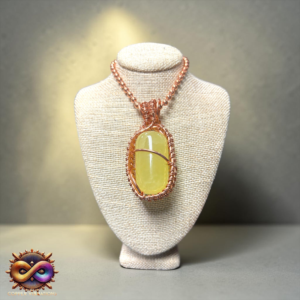 Lemon Calcite Capsule  24” Copper Necklace