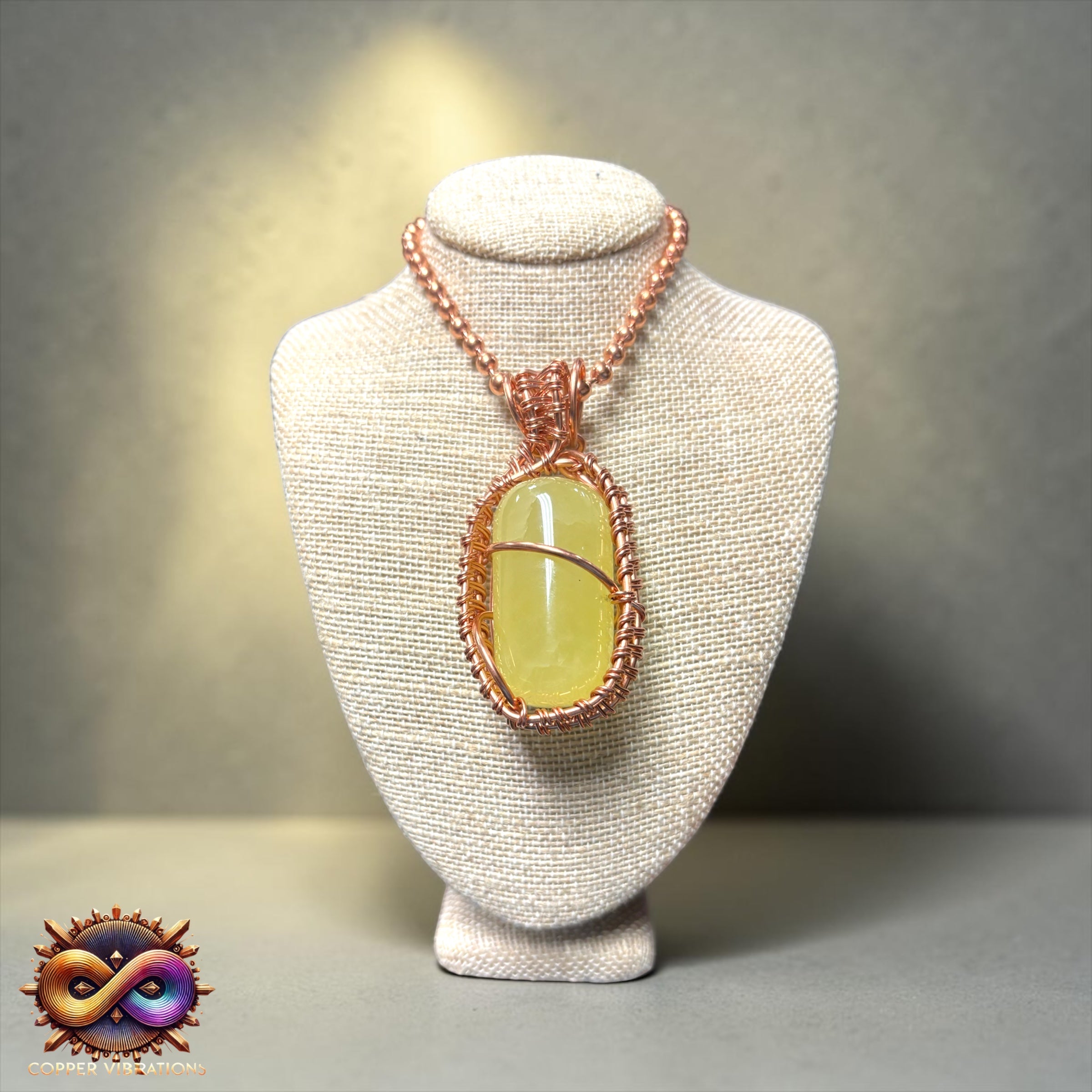 Lemon Calcite Capsule  24” Copper Necklace