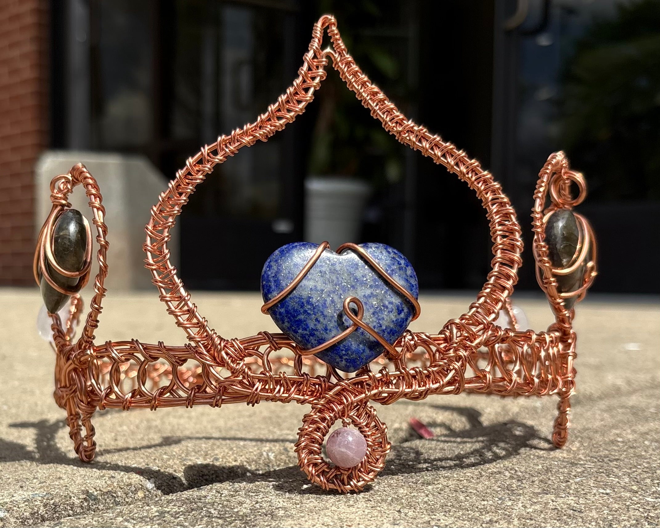 Dangling Heart Copper Crown