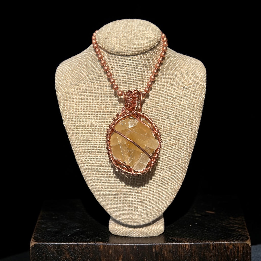 Raw Honey Calcite 24” Copper Necklace
