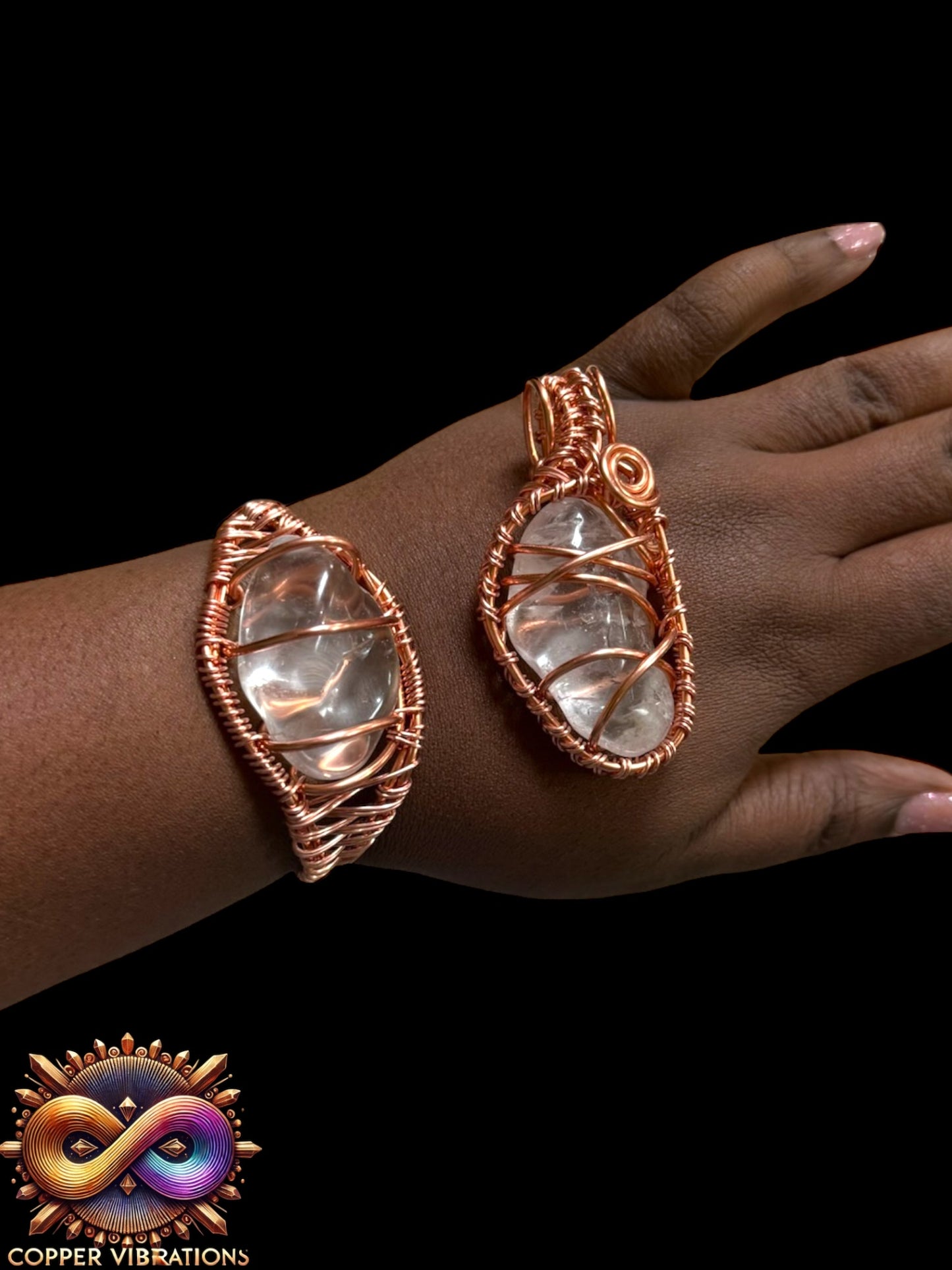 Clear Quartz Tumbled 2pc Set