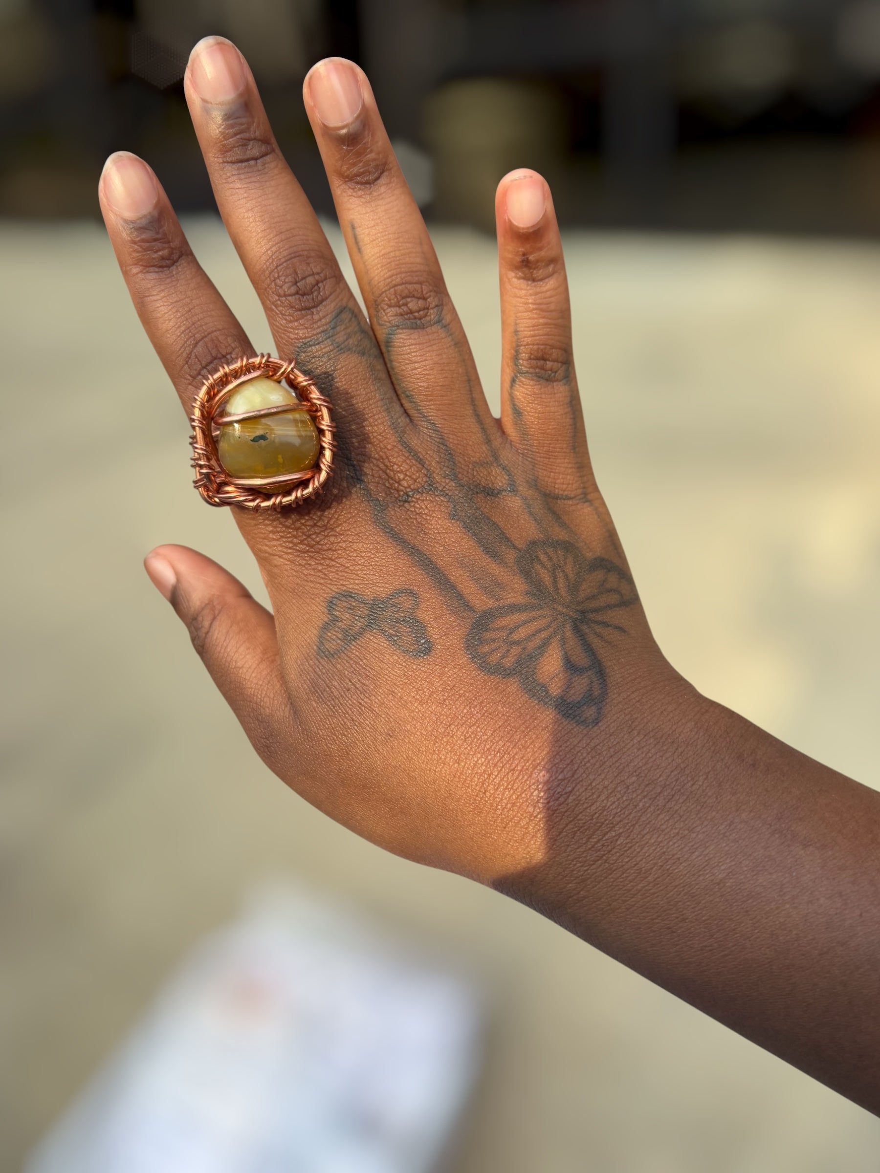 Gemstone Creativity Weave Copper Rings
