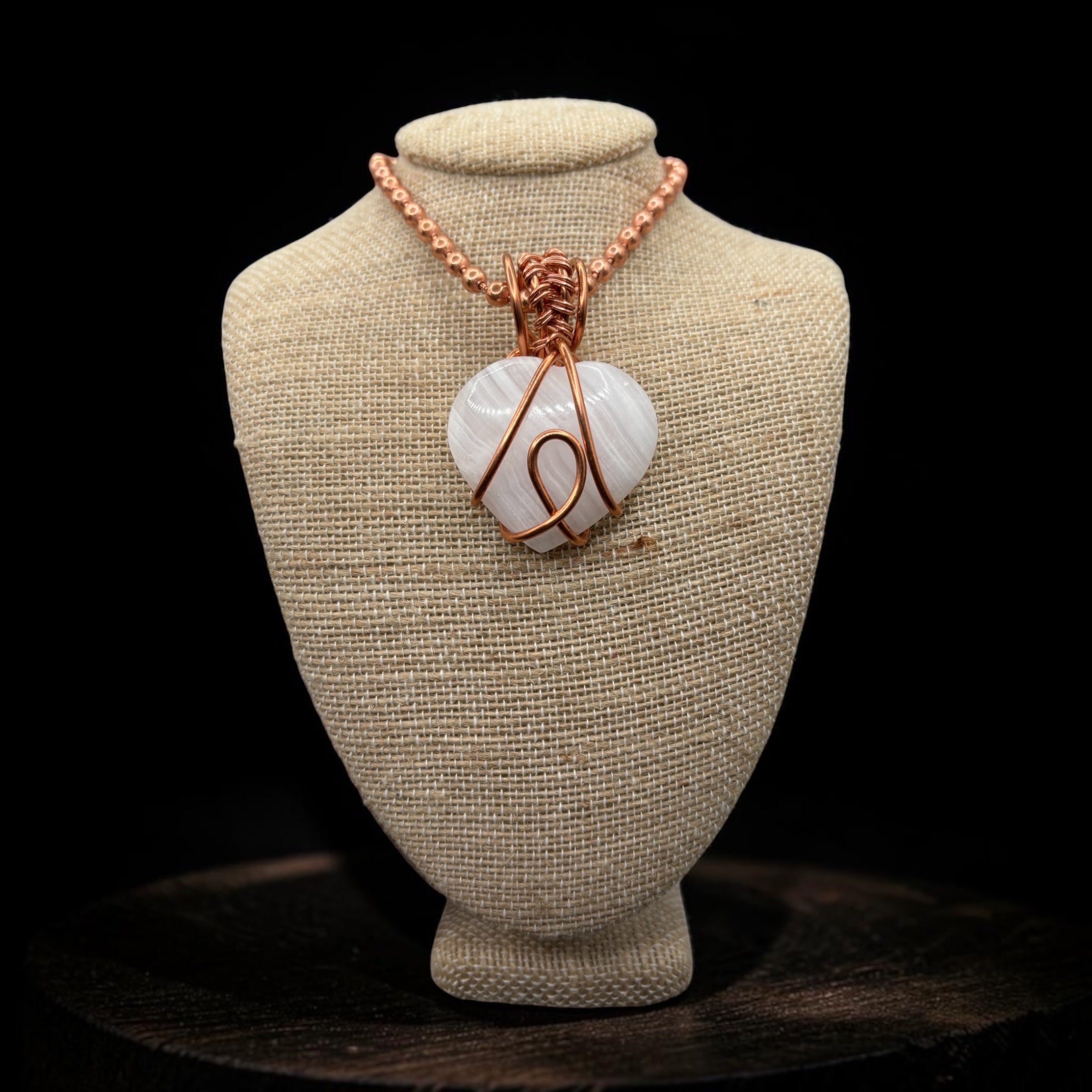 Pink Mangano Calcite 24” Heart Necklace