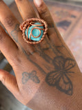 Blue Aragonite Heart Copper Ring