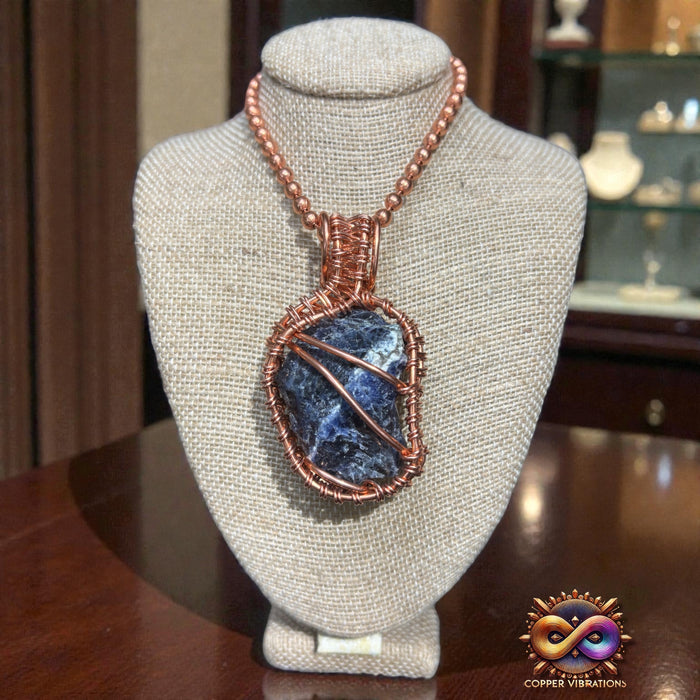 Raw Sodalite Creativity Weave 24” Copper Necklace
