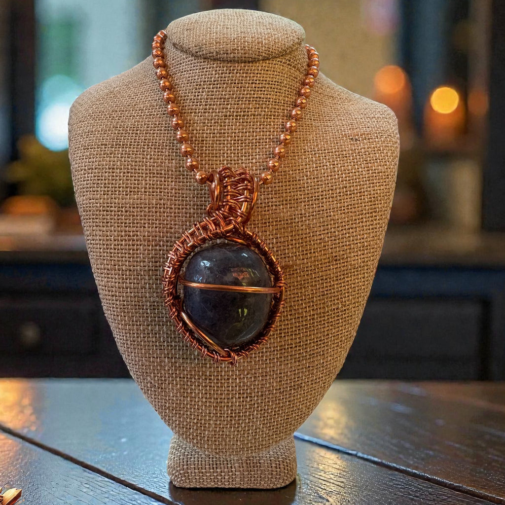 Iolite Creativity Weave 24” Copper Necklace