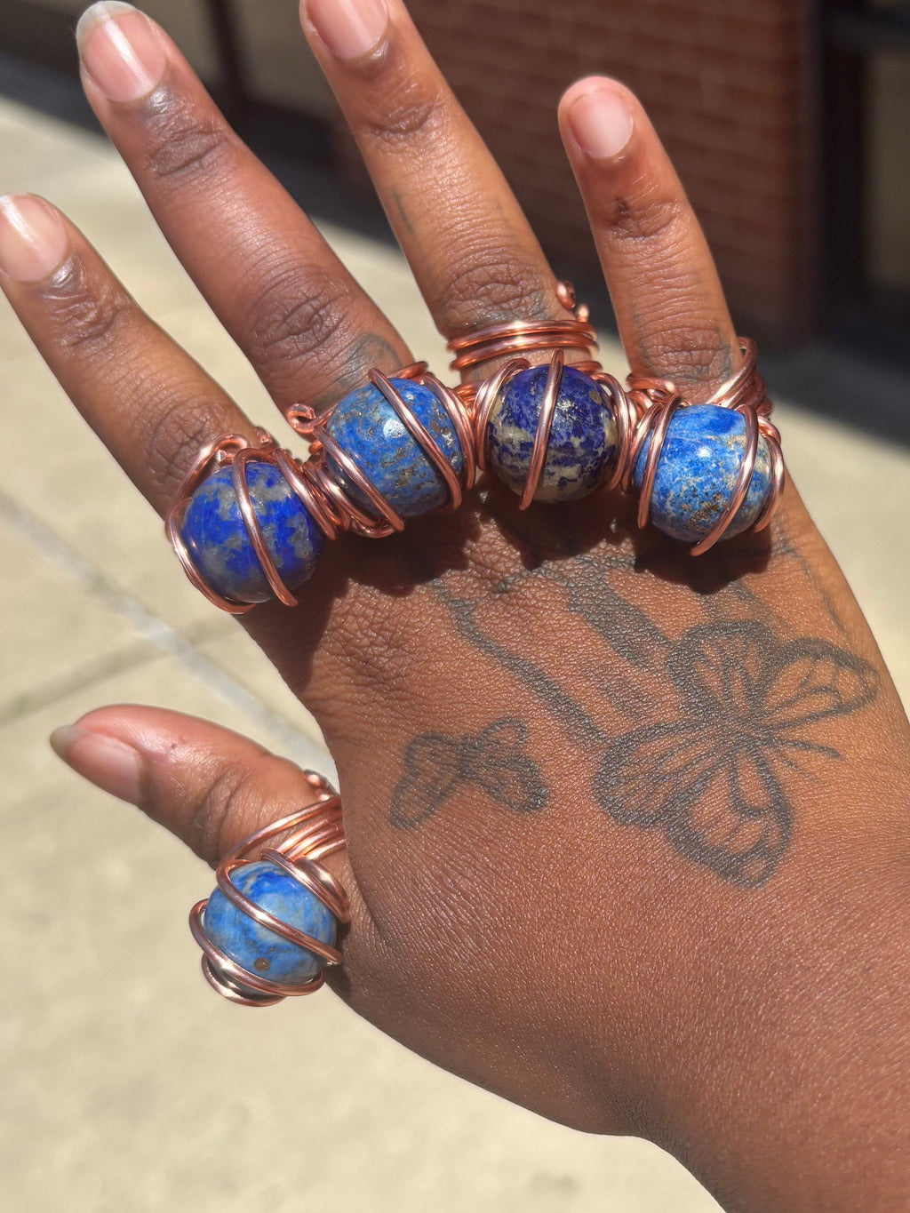 Lapis Lazuli Sphere Rings