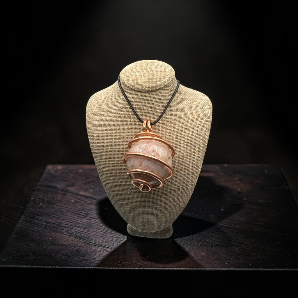 Thick Gauge Copper Wrappped Gemstone Sphere Necklaces