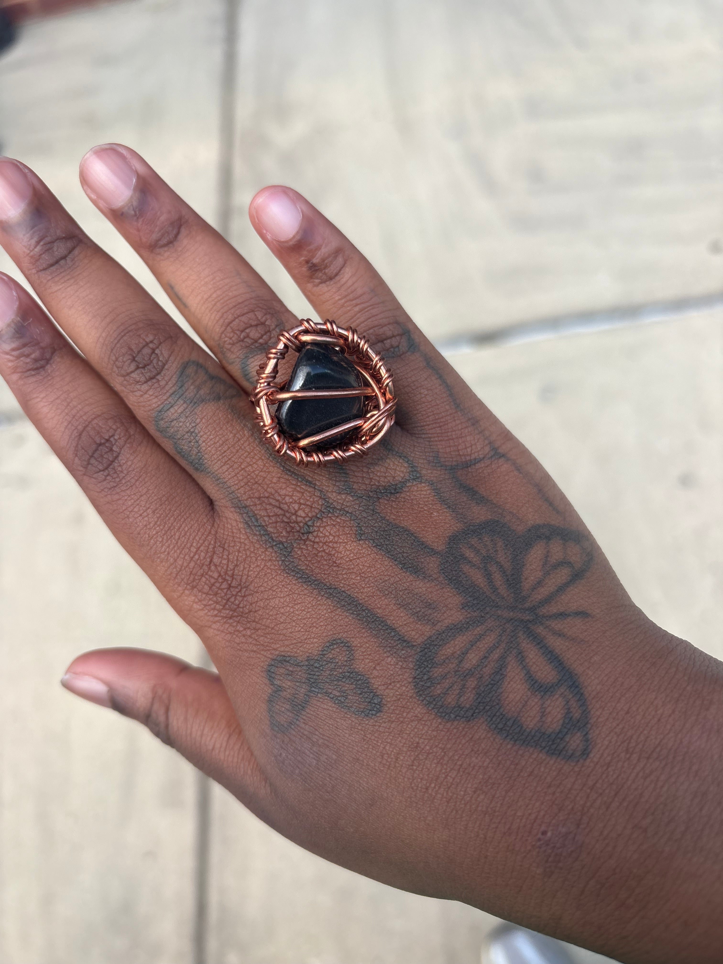 Gemstone Creativity Weave Copper Rings