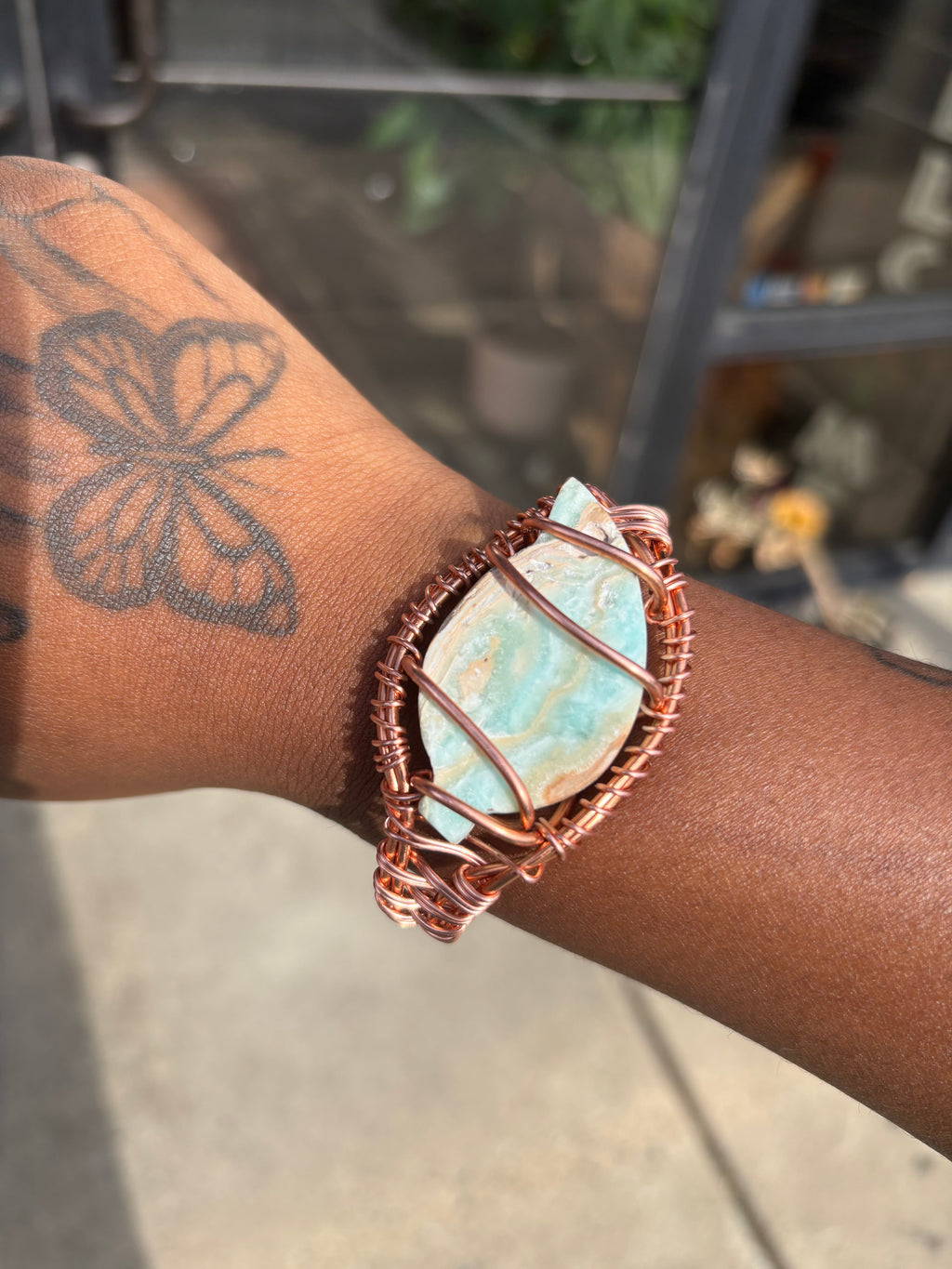 Caribbean Blue Calcite Leaf Bracelet