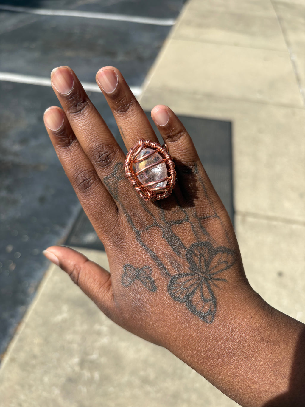 Gemstone Angel Aura Quartz Copper Ring