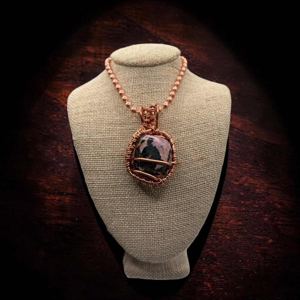 Rhodonite 24” Copper Necklace