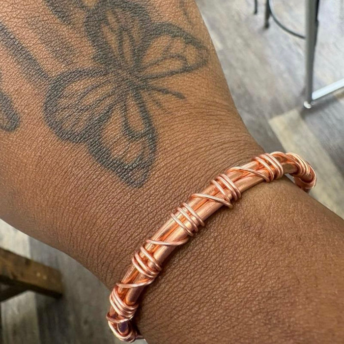Thick Gauge Creativity Weave CK Copper Bangle