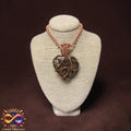 Large Chocolate Calcite 24” Copper Heart Necklace