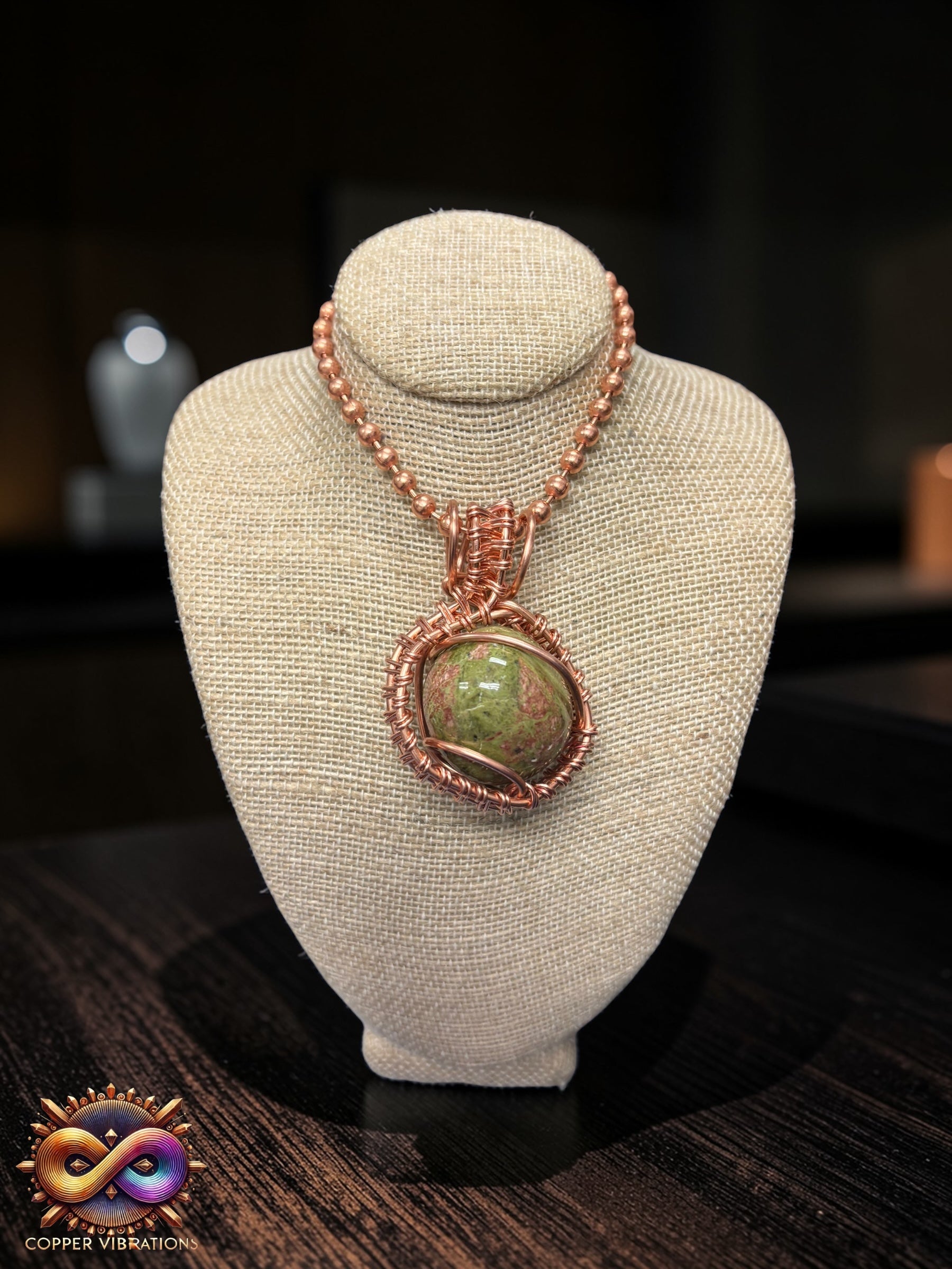 Unakite 24” Copper Necklace