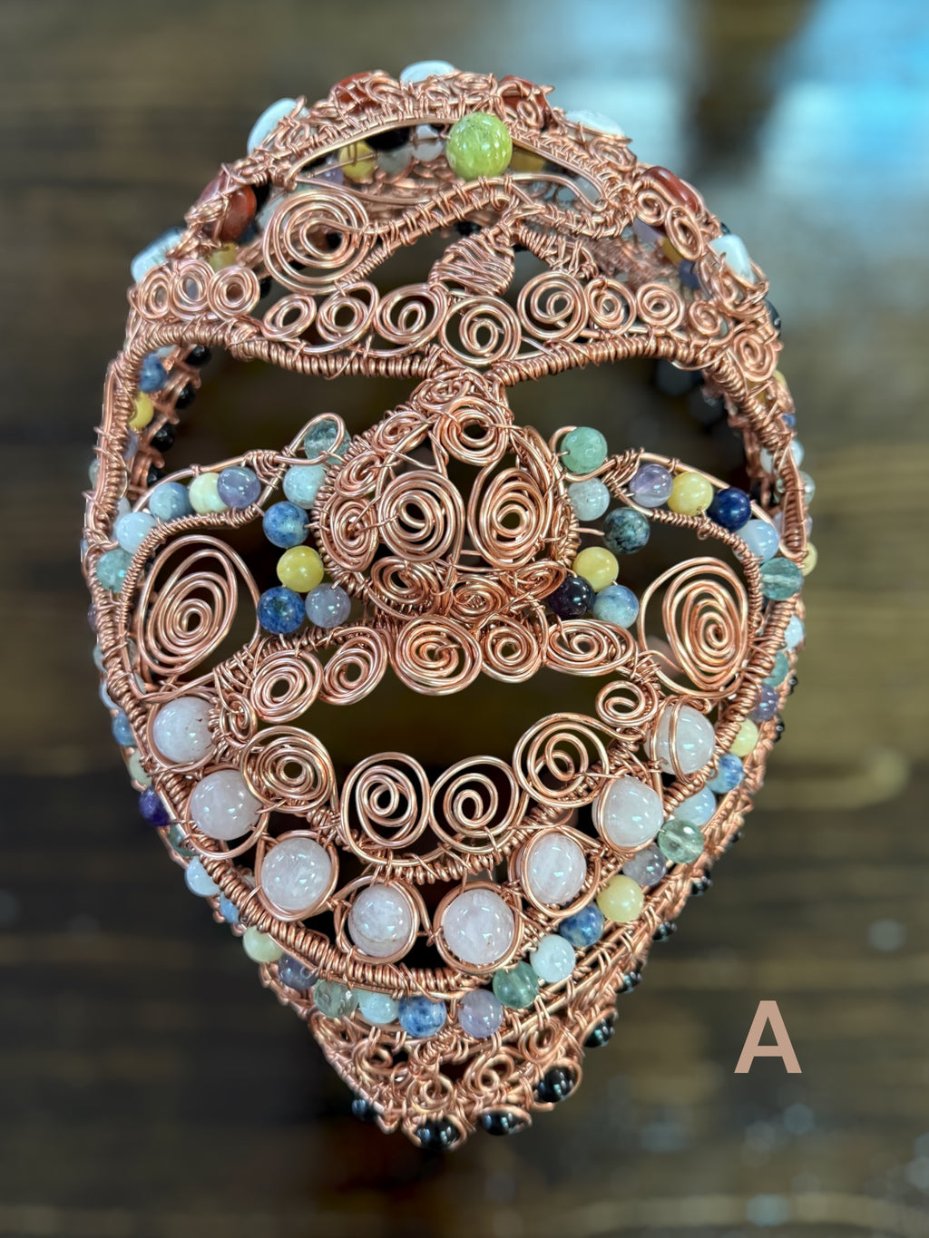 Copper and Gemstone Wall Art Mask