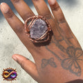 Raw Amethyst Cluster Creativity Weave Copper Ring