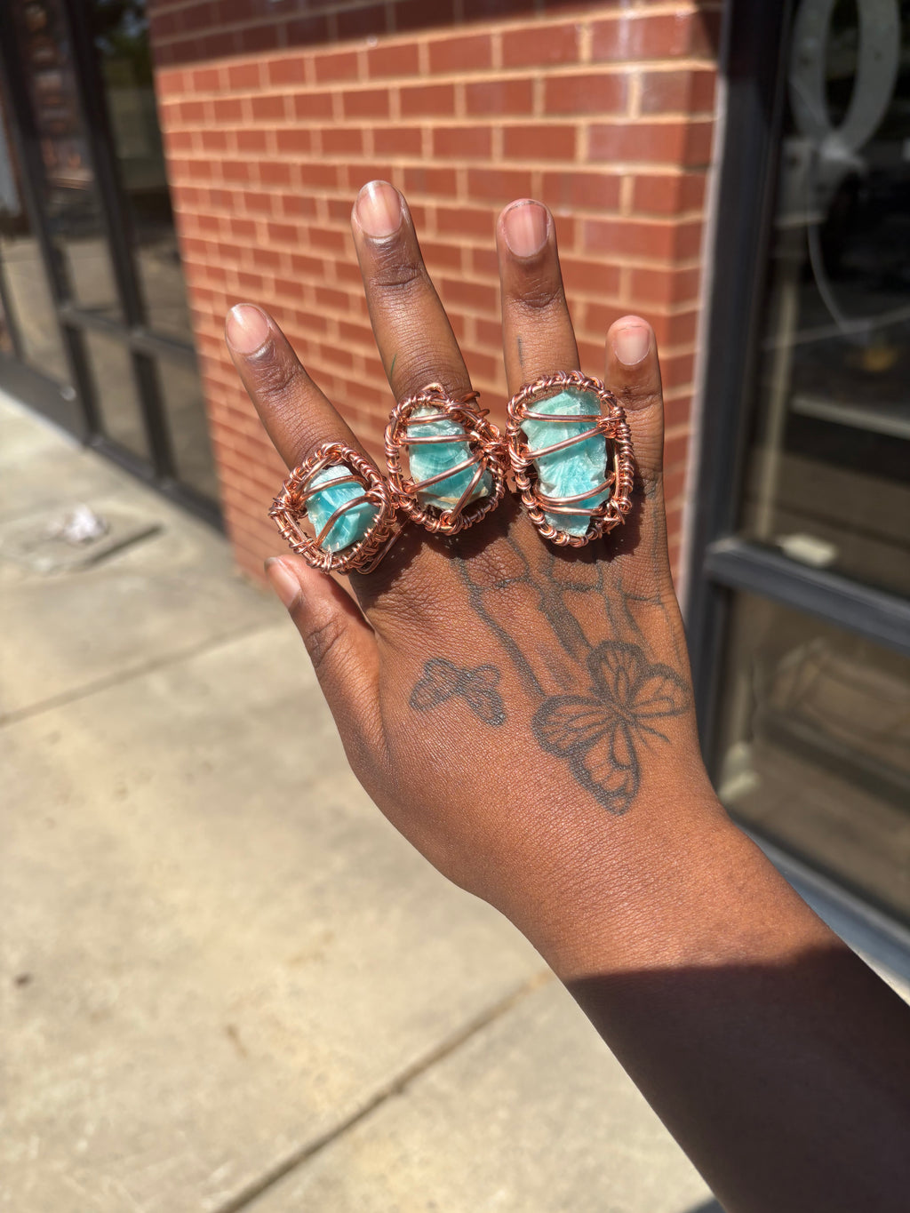 Blue Aragonite Copper Ring