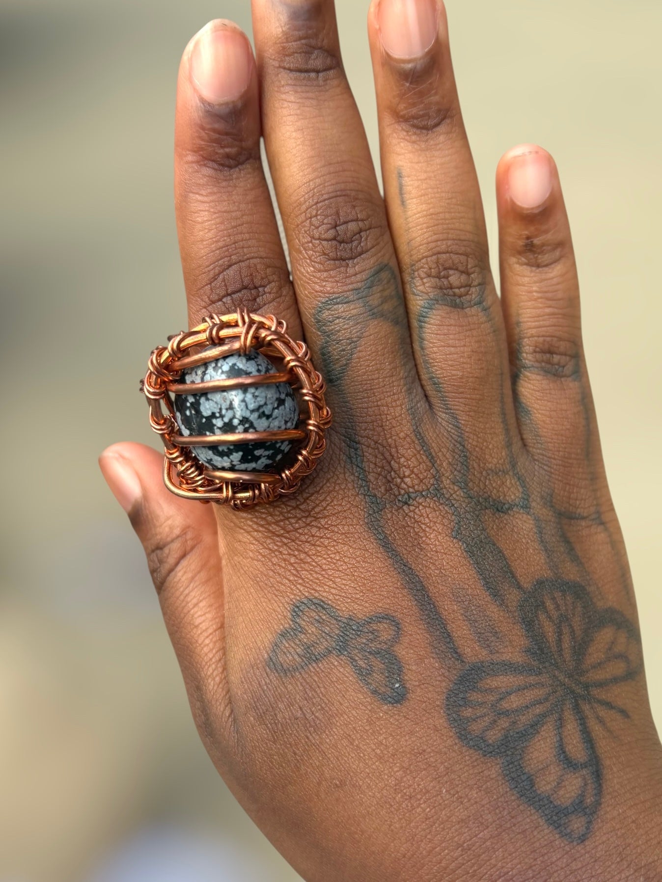 Gemstone Creativity Weave Copper Rings