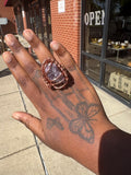 Gemstone Raw Amethyst Cluster Copper Ring