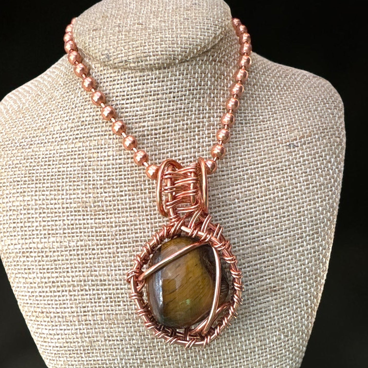 Gold Tigers Eye 24” Copper Necklace