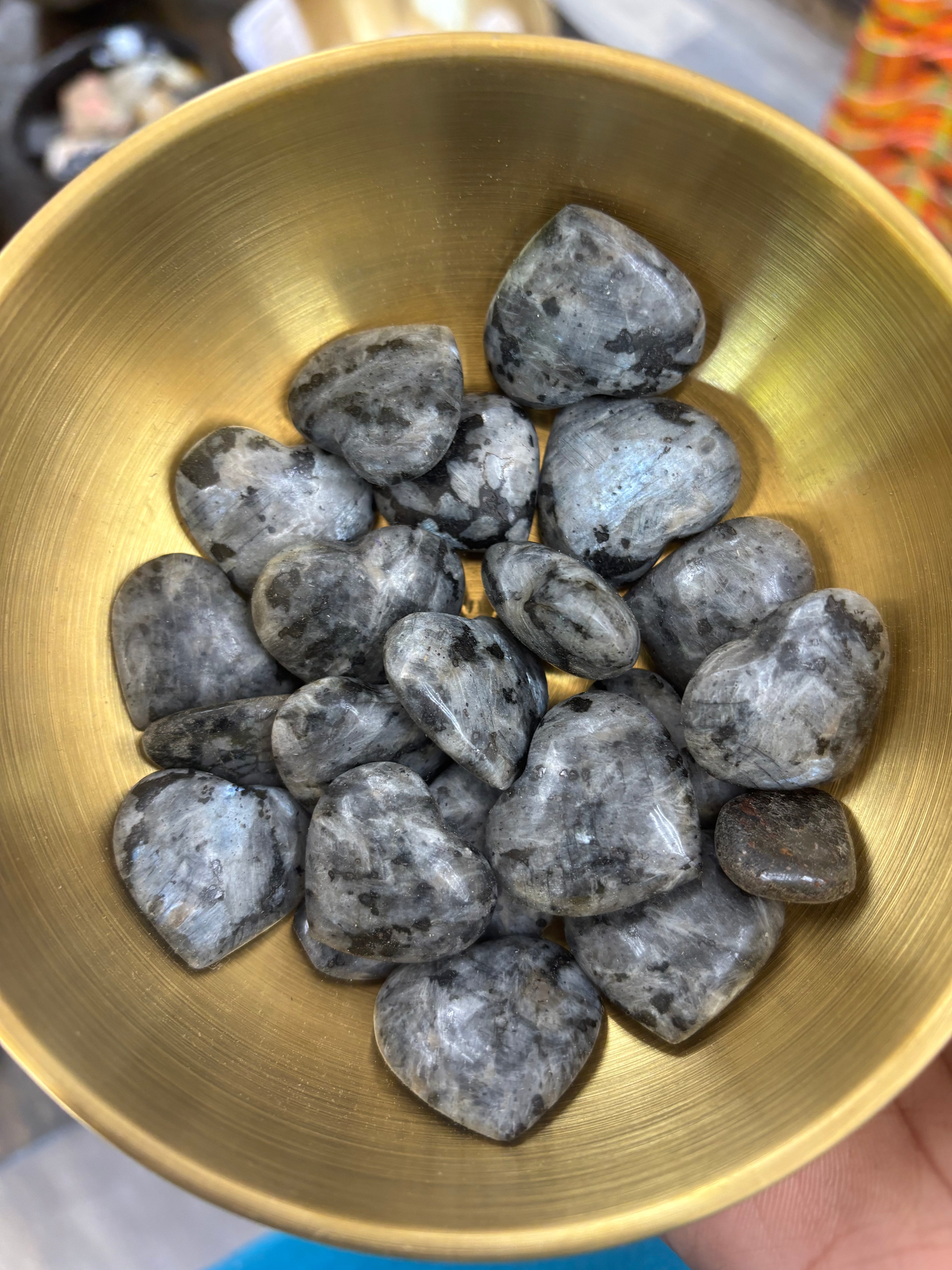 Larvakite Heart Stones