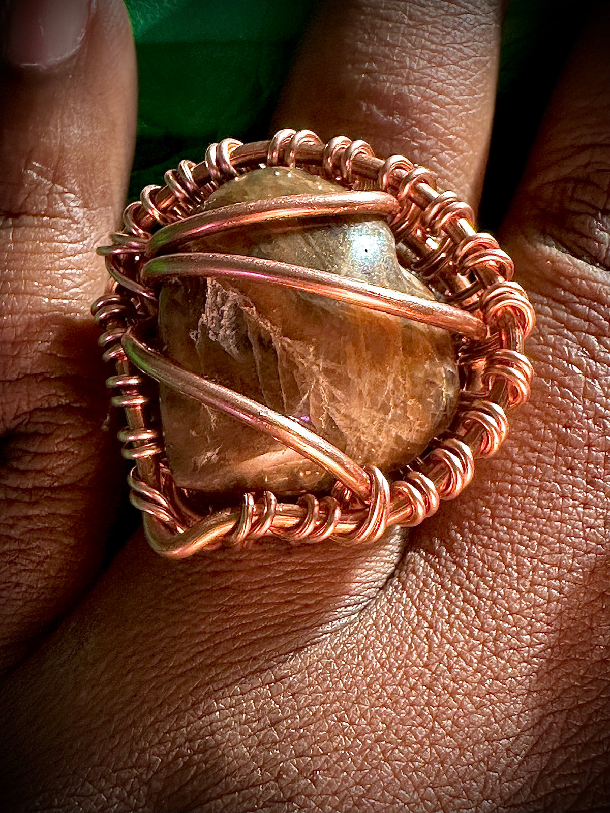 Gemstone Creativity Weave Copper Rings
