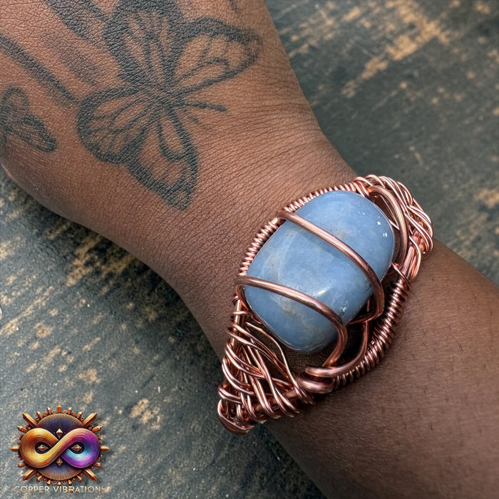 Angelite Creativity Weave Copper Bracelet