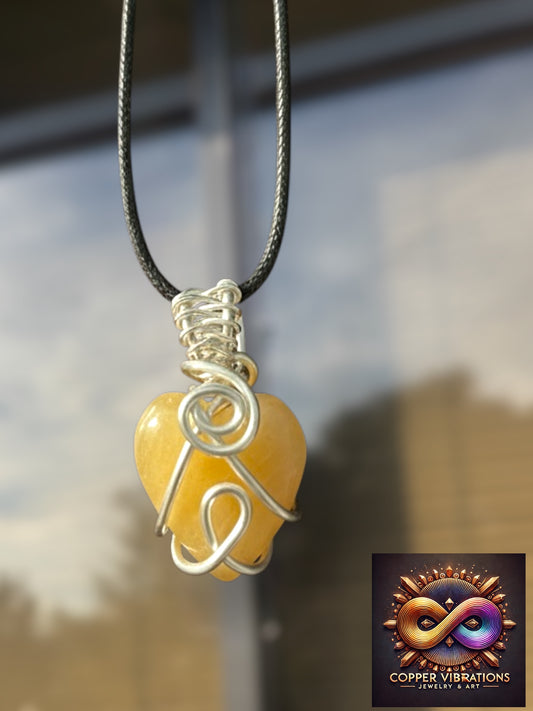Orange Calcite Heart Necklace