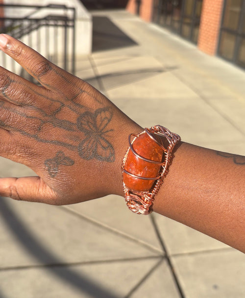 Carnelian Creativity Weave Copper Bracelet