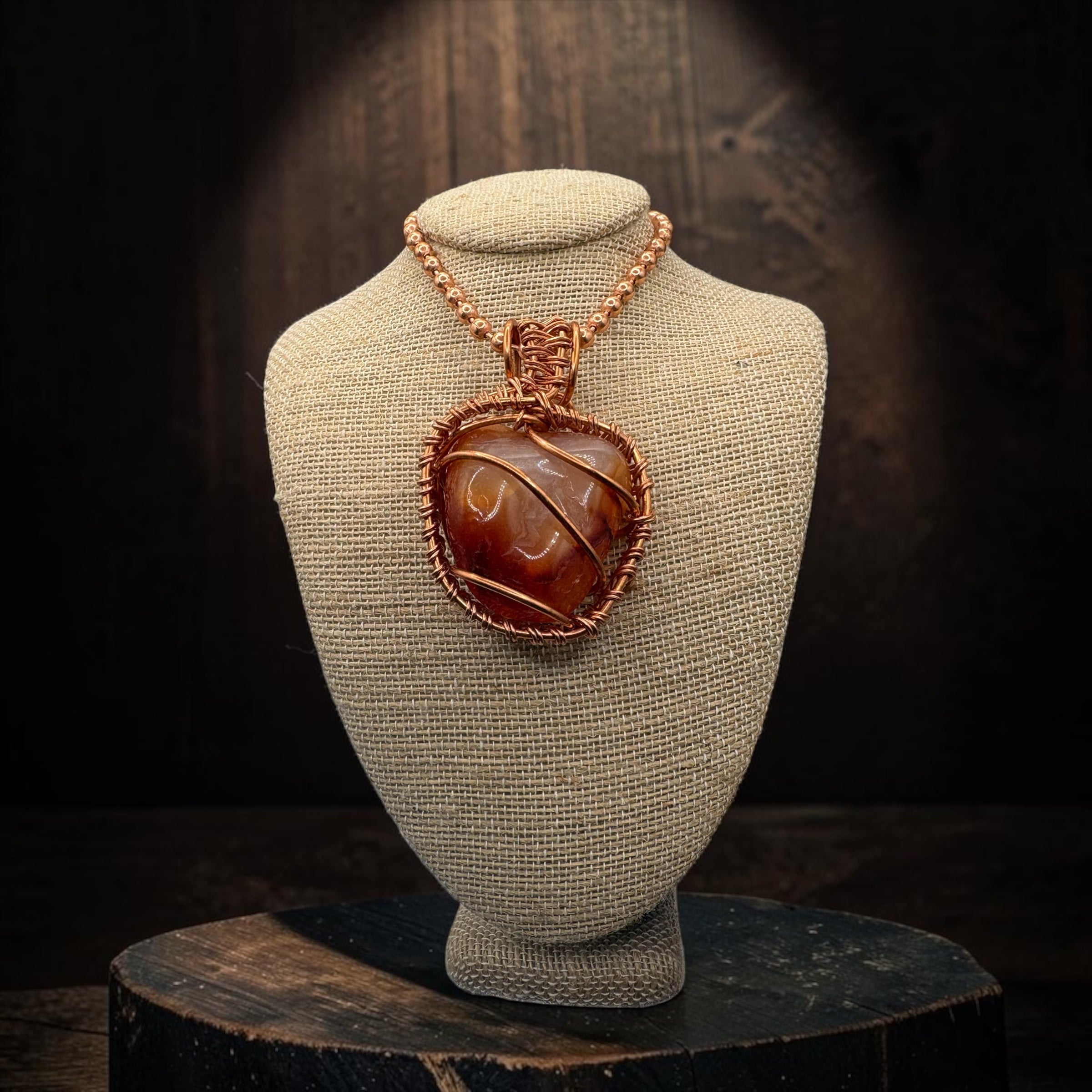 Carnelian 24” Copper Necklace