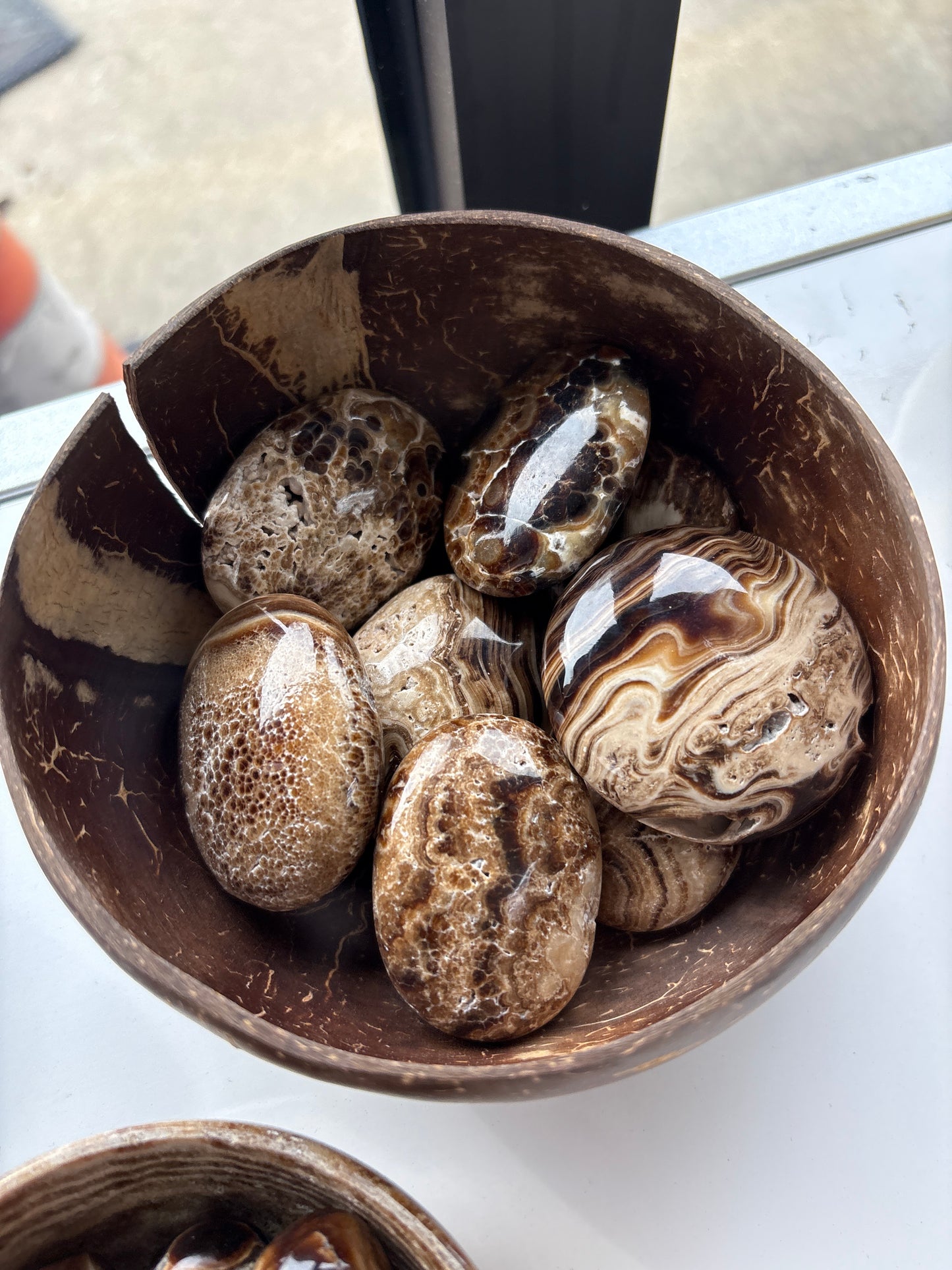 Chocolate Calcite Palm Stones