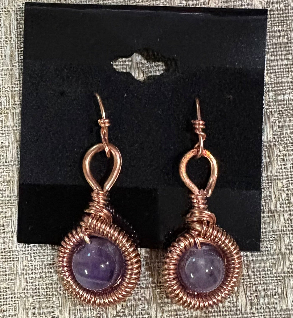 Amethyst CQ Copper Earrings