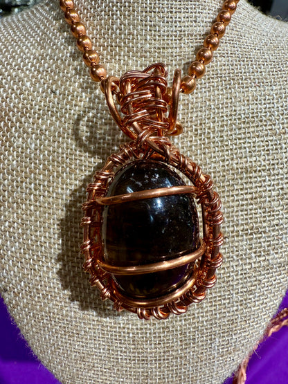 Smoky Quartz 24” Copper Necklace