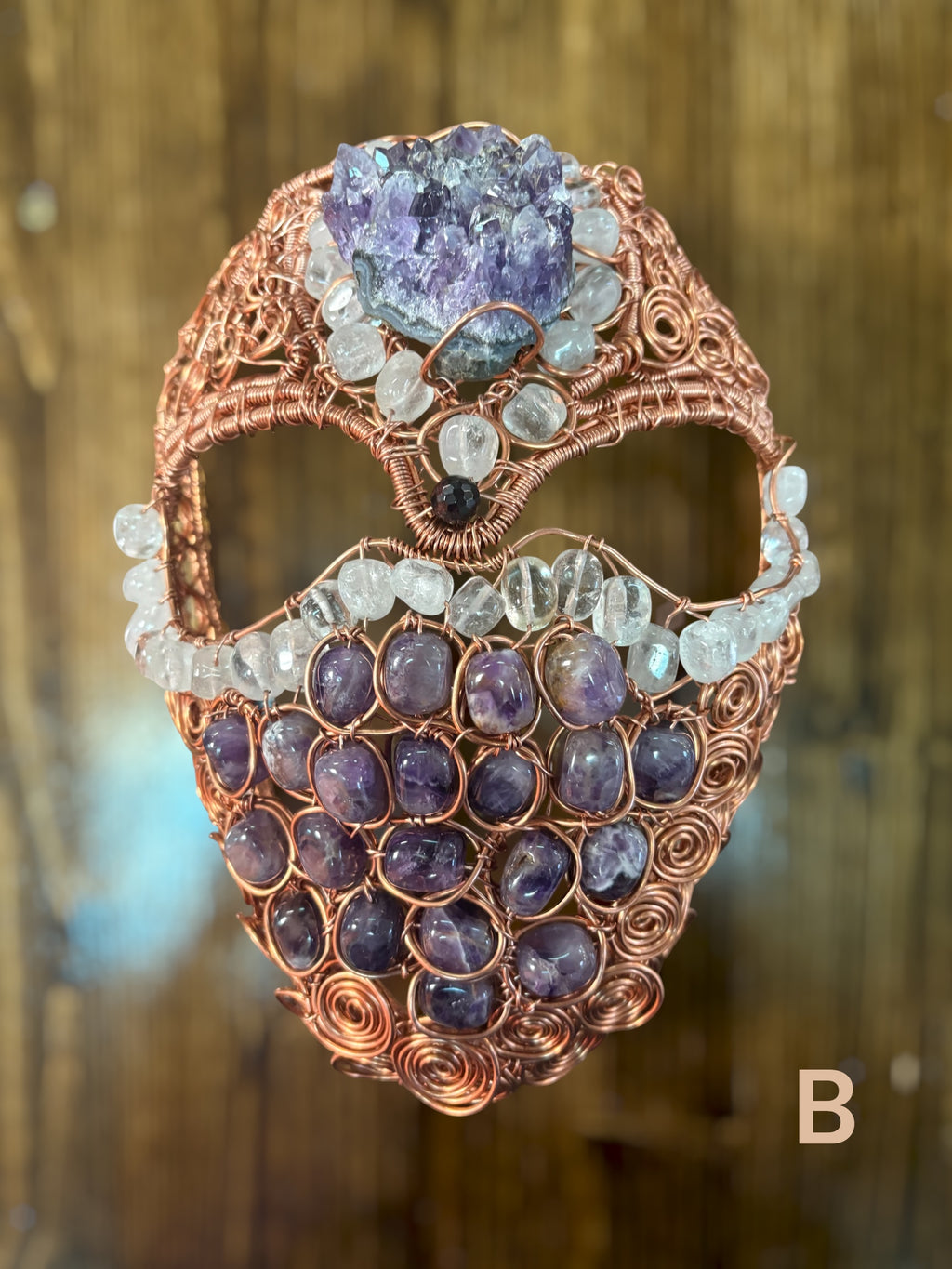 Copper and Gemstone Wall Art Mask