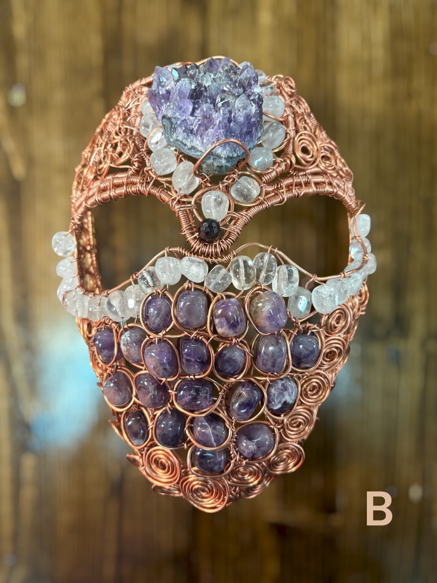 Copper and Gemstone Wall Art Mask