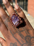 Gemstone Raw Amethyst Copper Ring
