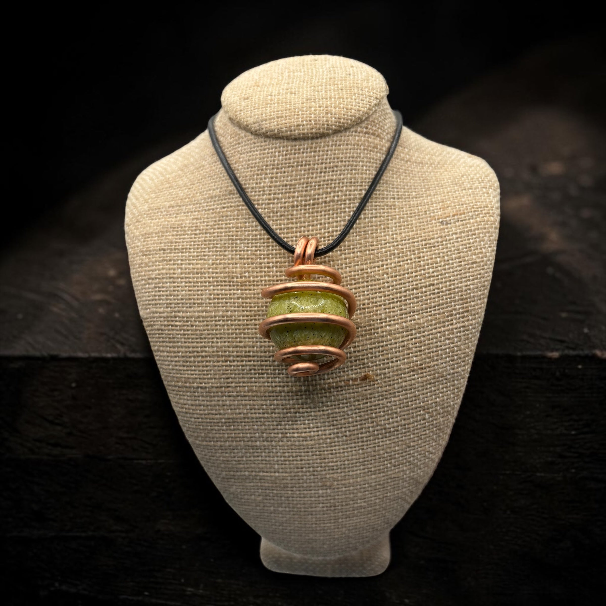Thick Gauge Copper Wrappped Gemstone Sphere Necklaces