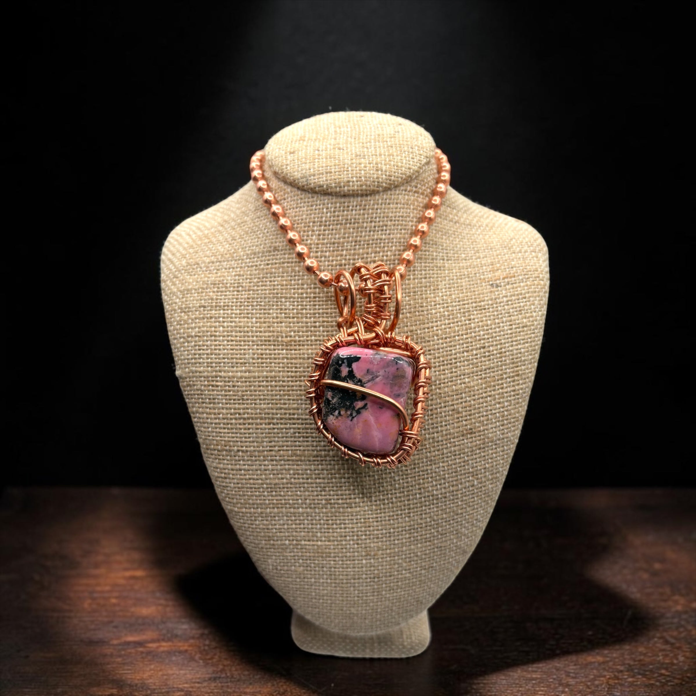 Rhodonite 24” Copper Necklace