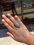 Raw Aqua Aura Quartz Copper Ring