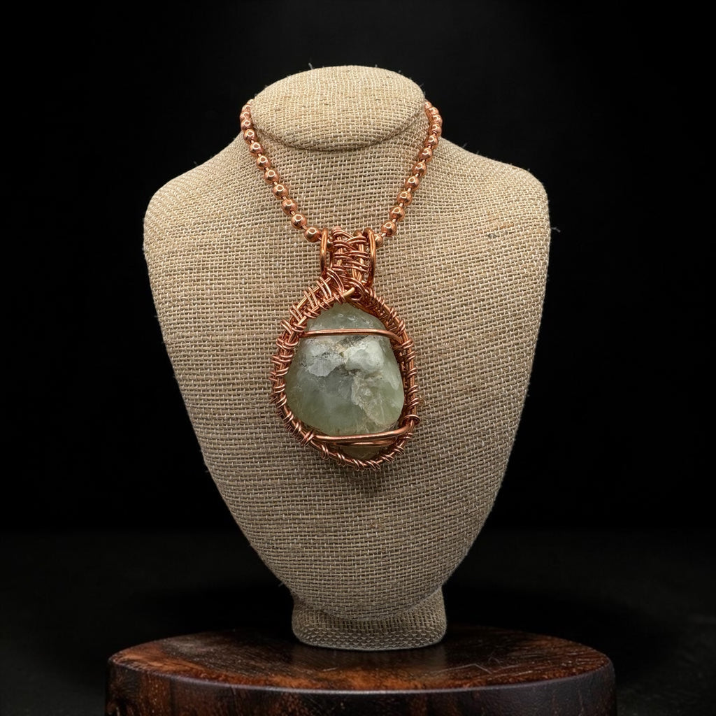 Raw Prehnite 24” Copper Necklace