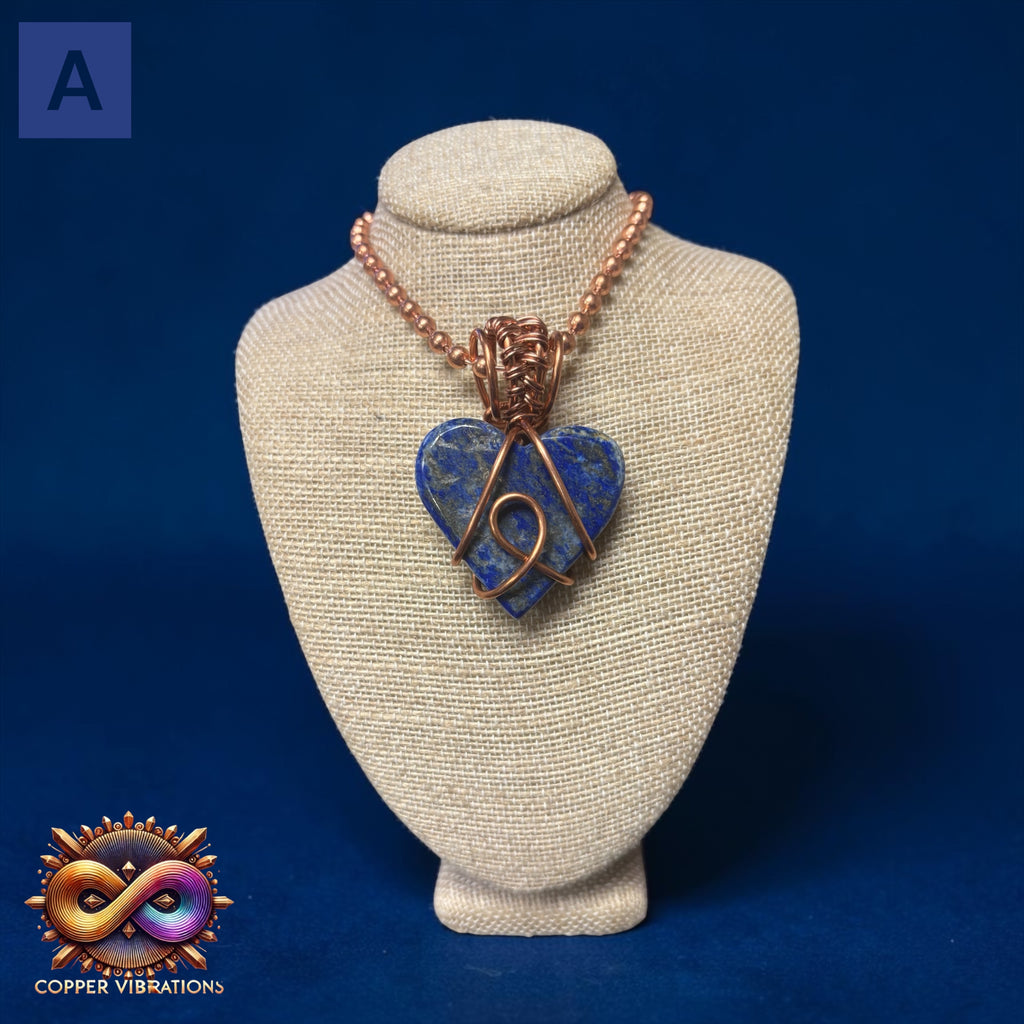 Large Lapis Lazuli 24” Copper Heart Necklace