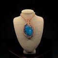 Aqua Aura Quartz Cluster 24” Copper Necklace