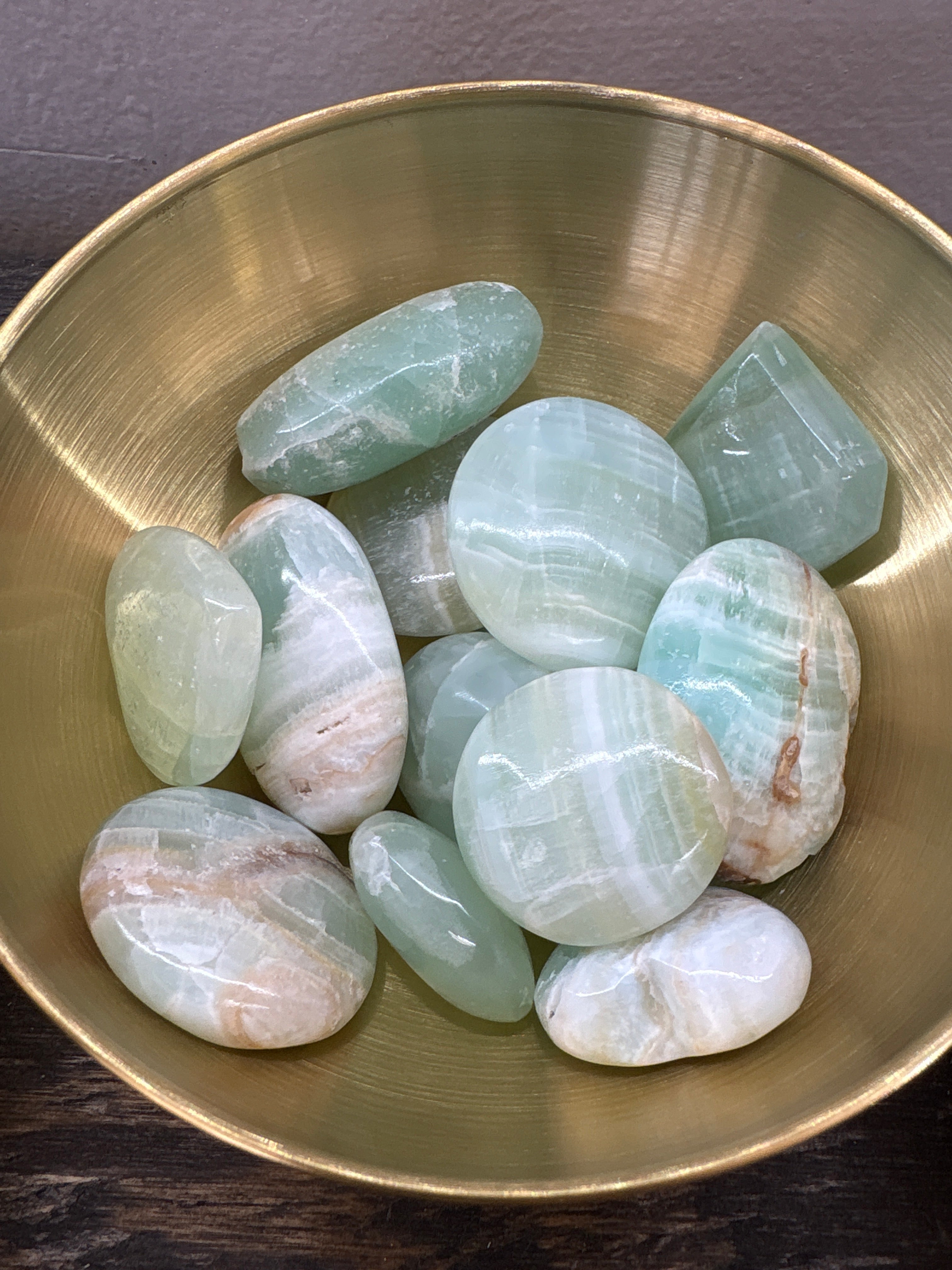 Pistachio Calcite Palm Stones