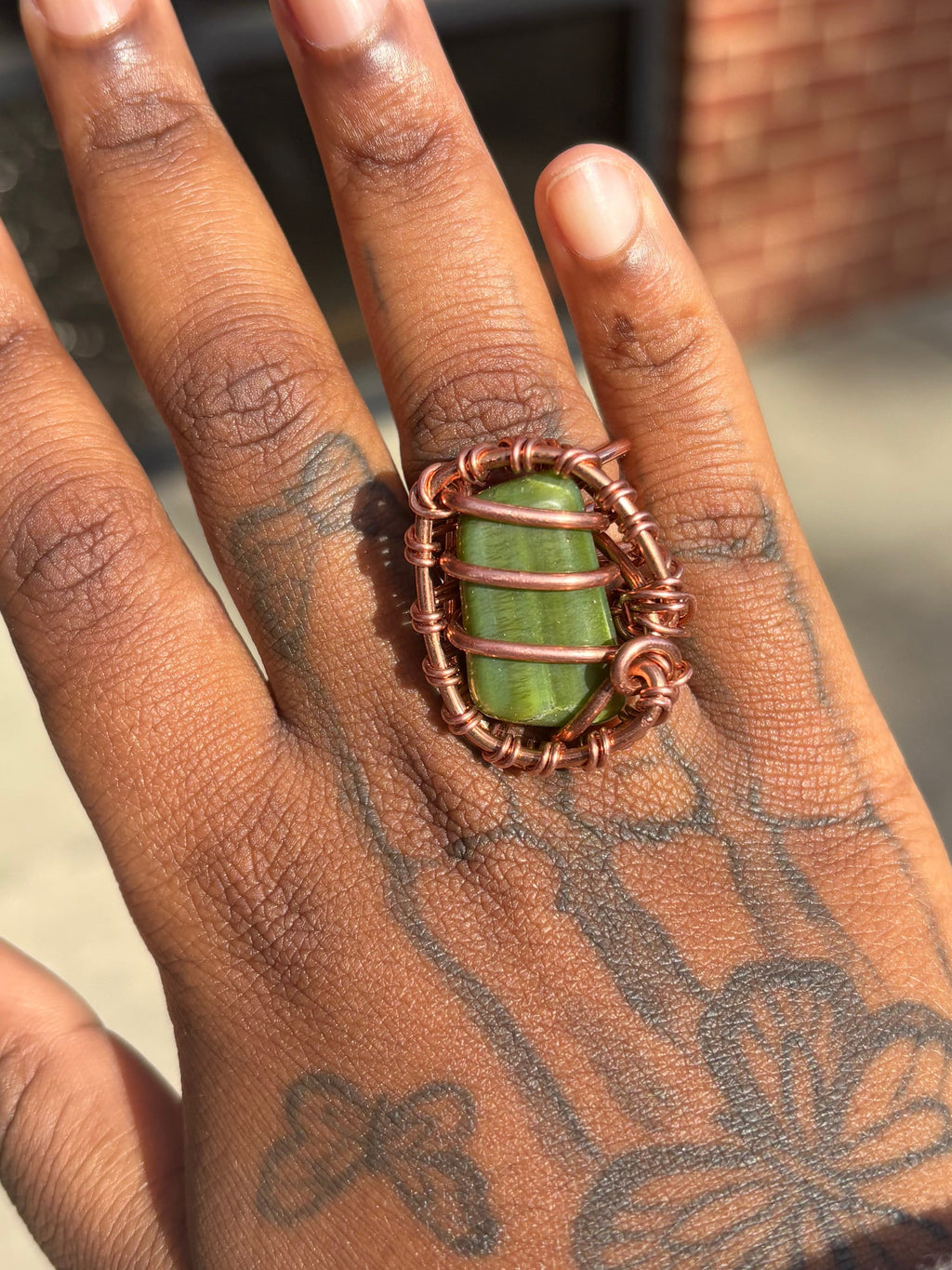 Tremolite Jade Copper Ring