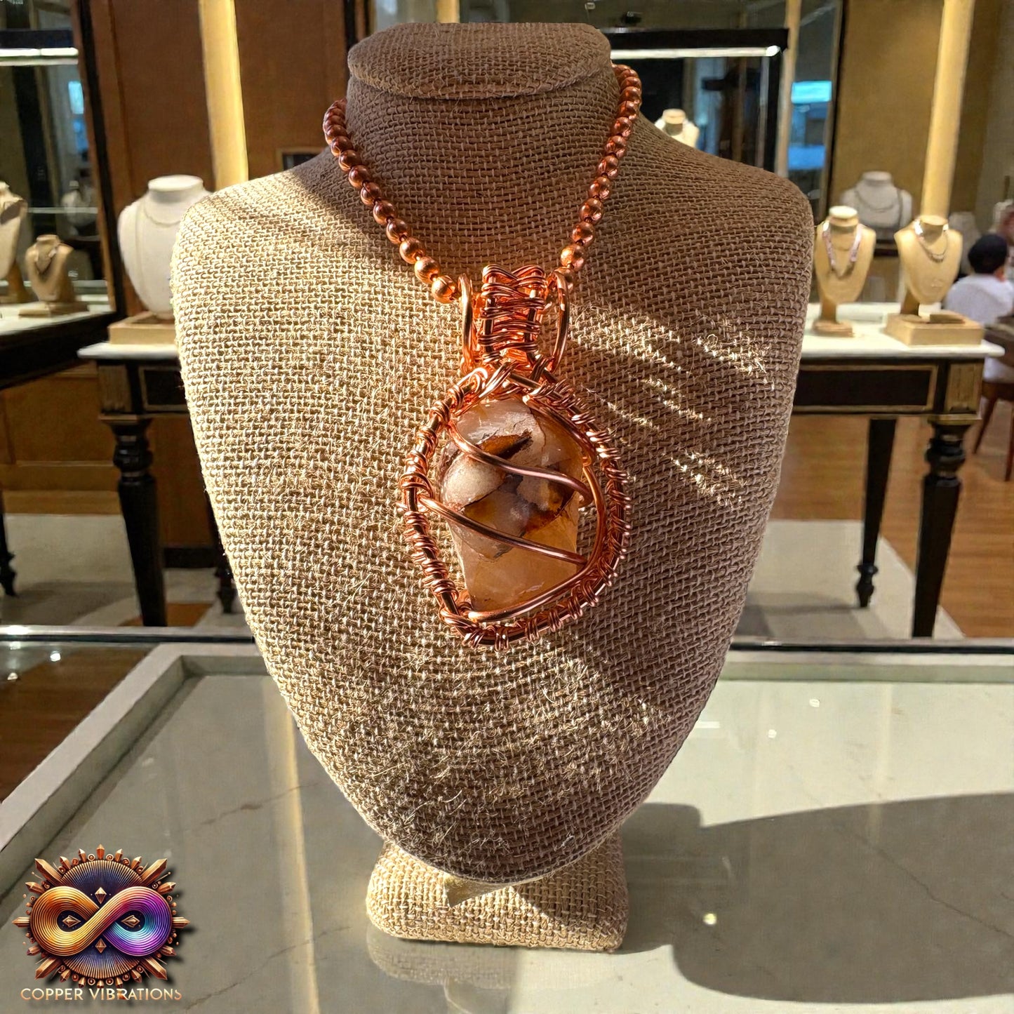 Fire Quartz 24” Copper Necklace