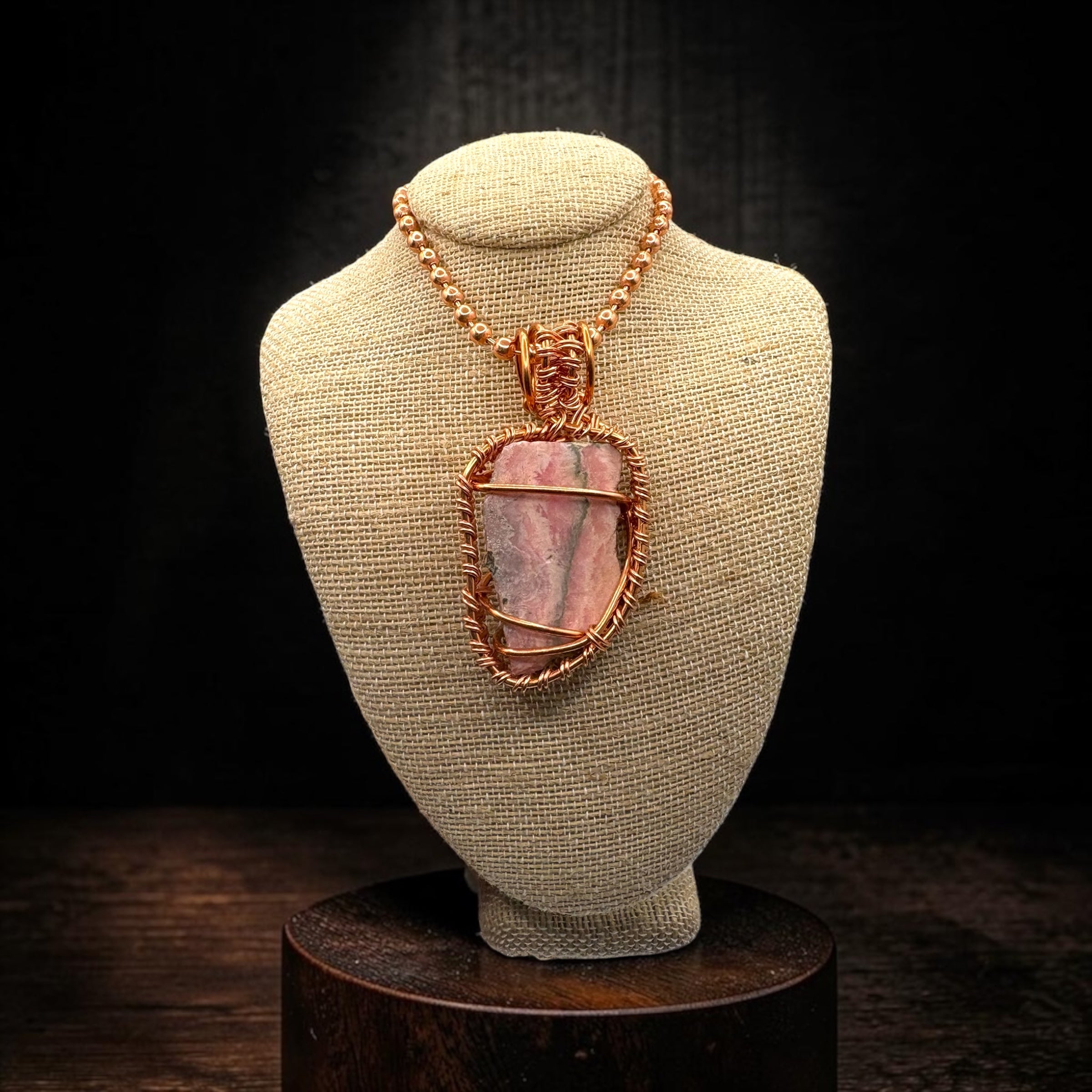 Rhodochrosite 24” Copper Necklace