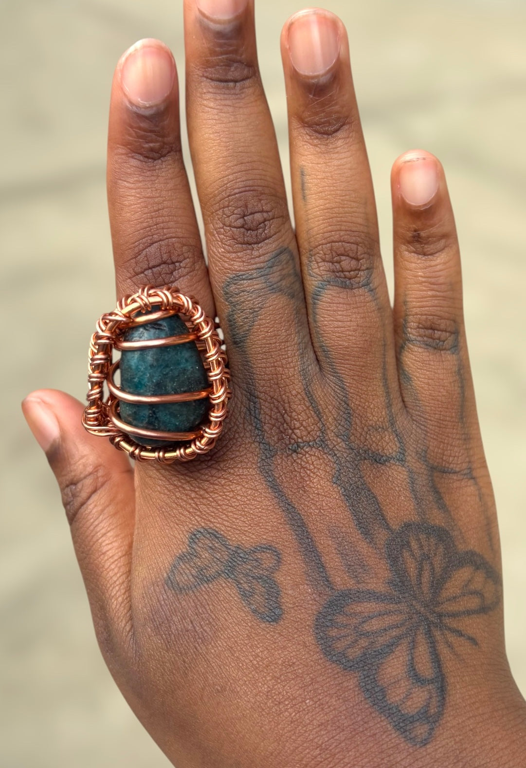 Gemstone Creativity Weave Copper Rings